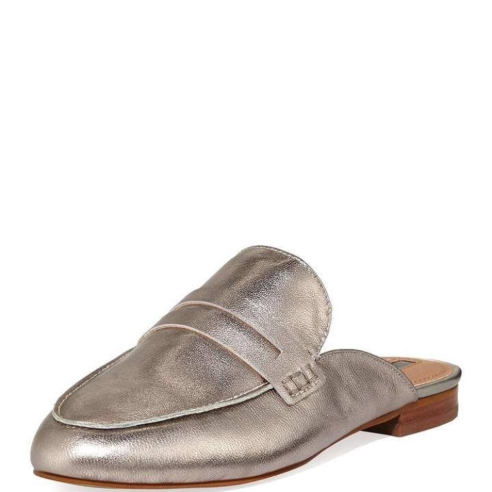 Tahari gold loafers.